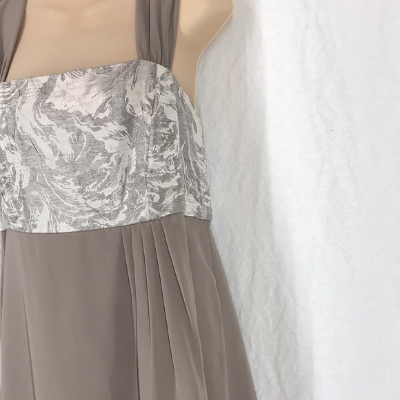 Le Bos taupe cream sleeveless dress flirty front layered hemline 14 - Picture 7 of 10